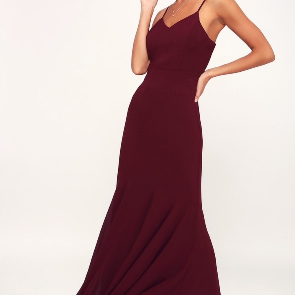 Lulus we belong together burgundy maxi dress
